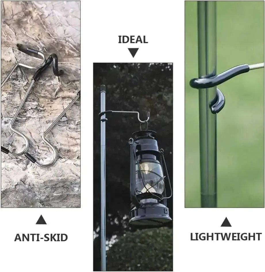 1/2Pcs Outdoor Lamp Hook Hanger Pole Mount Hooks Black Pole Attachment Hanger Multifunctional Camping Lights Hook Accessories