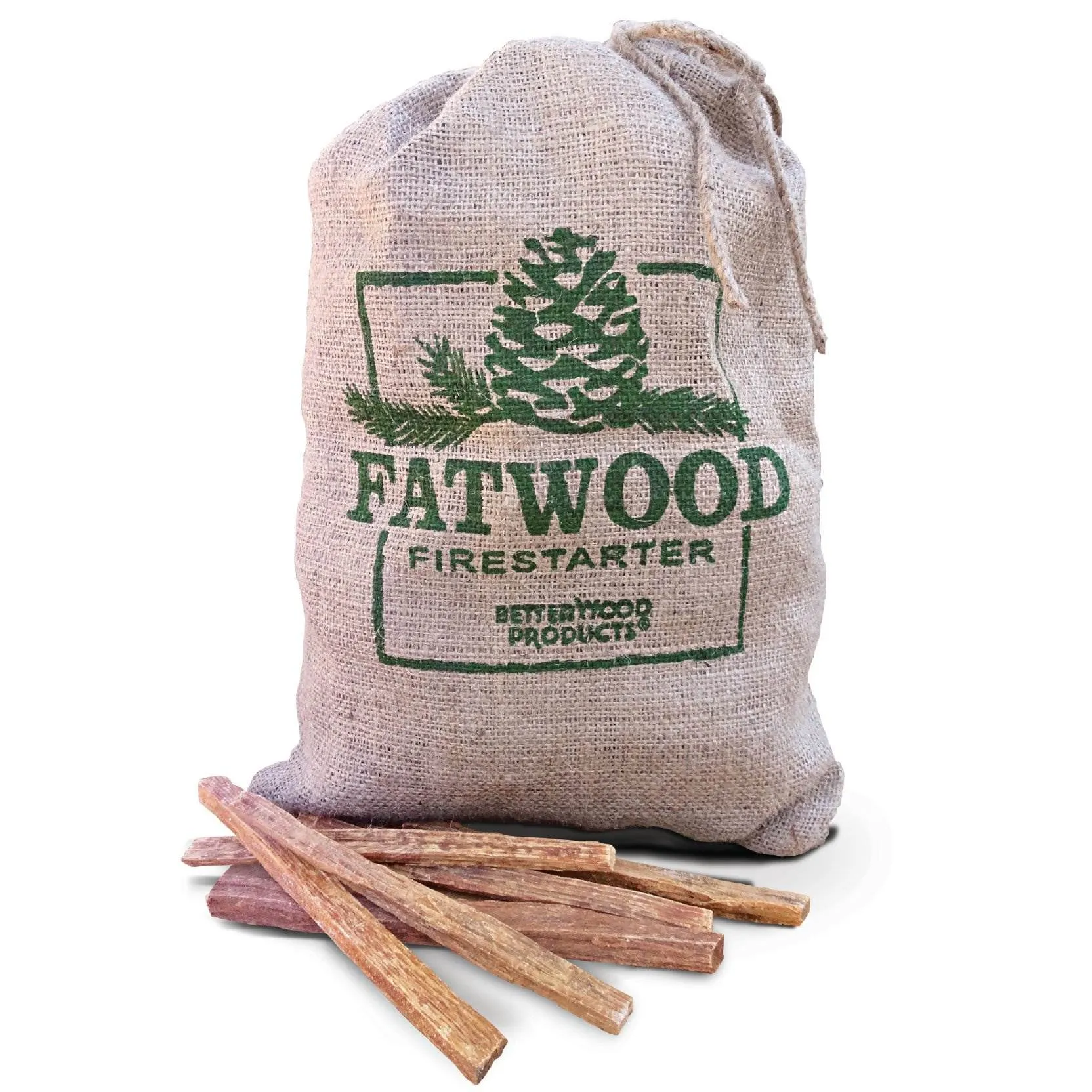 Betterwood Products Fatwood Firestarter 10 Pound Burlap Bag (4 Pack)