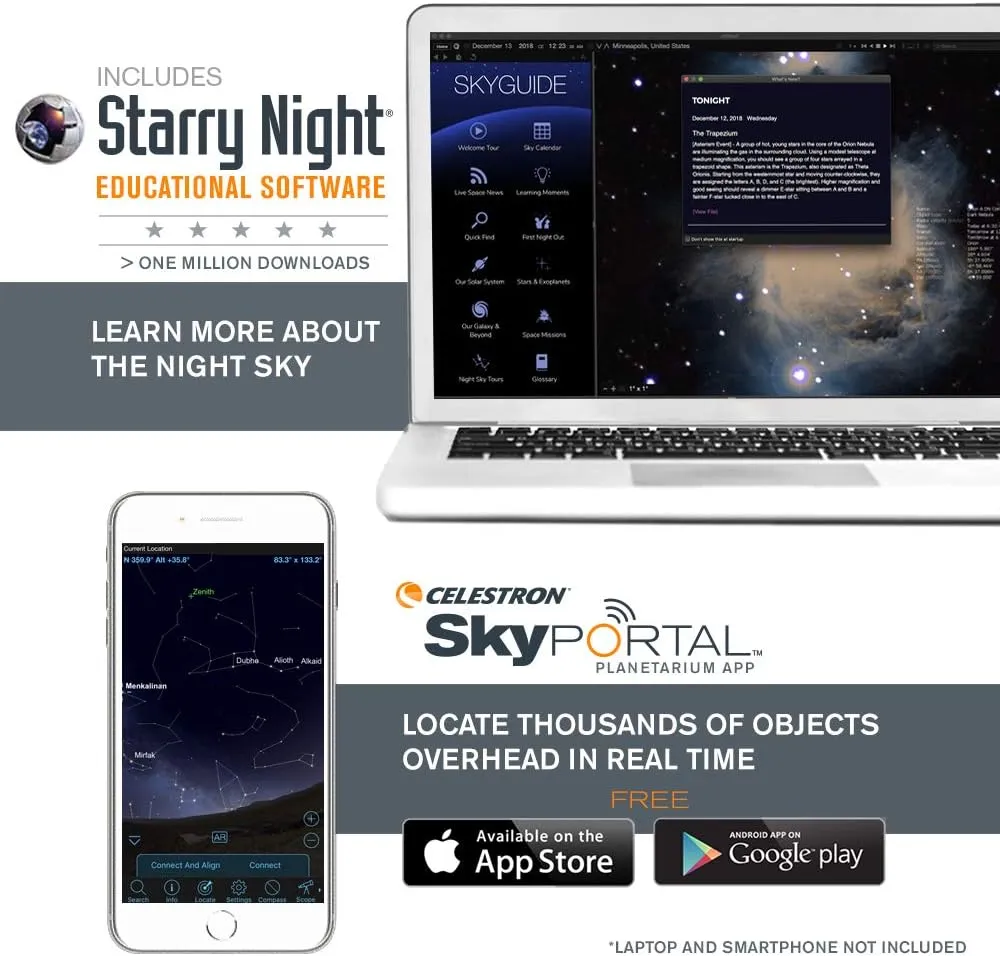 Computerized Telescope, Compact and Portable, Newtonian Reflector Optical Design, SkyAlign Technology, Computerized Hand Control, 130mm Aperture