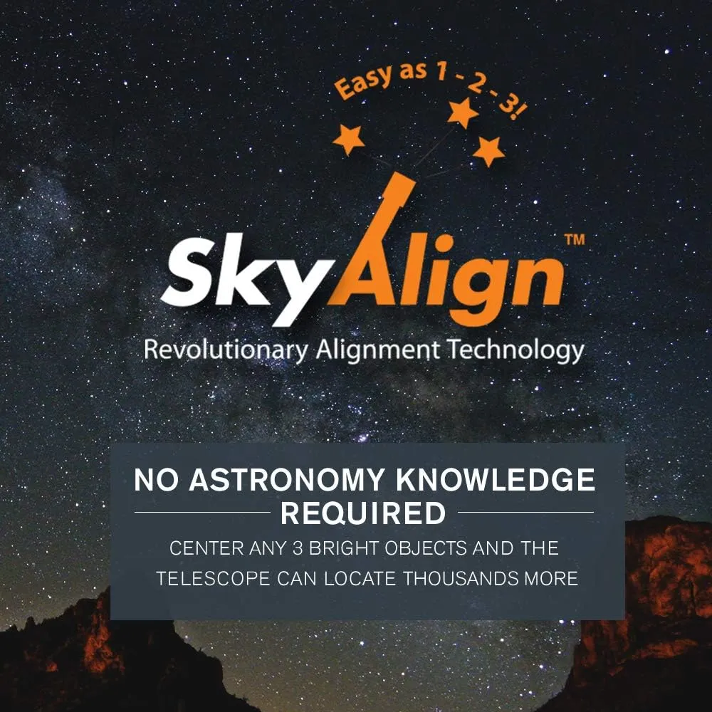 Computerized Telescope, Compact and Portable, Newtonian Reflector Optical Design, SkyAlign Technology, Computerized Hand Control, 130mm Aperture