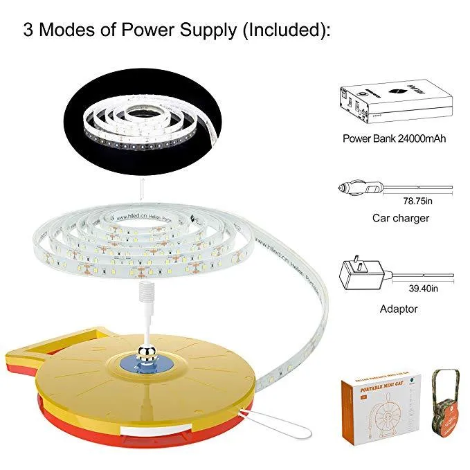 Helian Portable Mini Cat Outdoor Camping Light LED Strip-5M-High End, Advanced Version