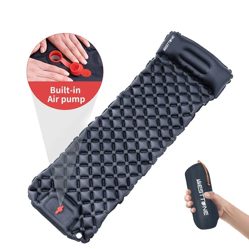 Inflatable Camping Mat with Pump and Headrest