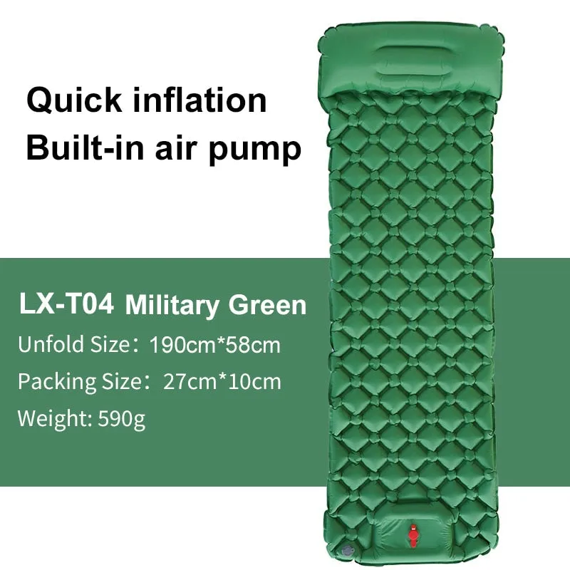 Inflatable Camping Mat with Pump and Headrest