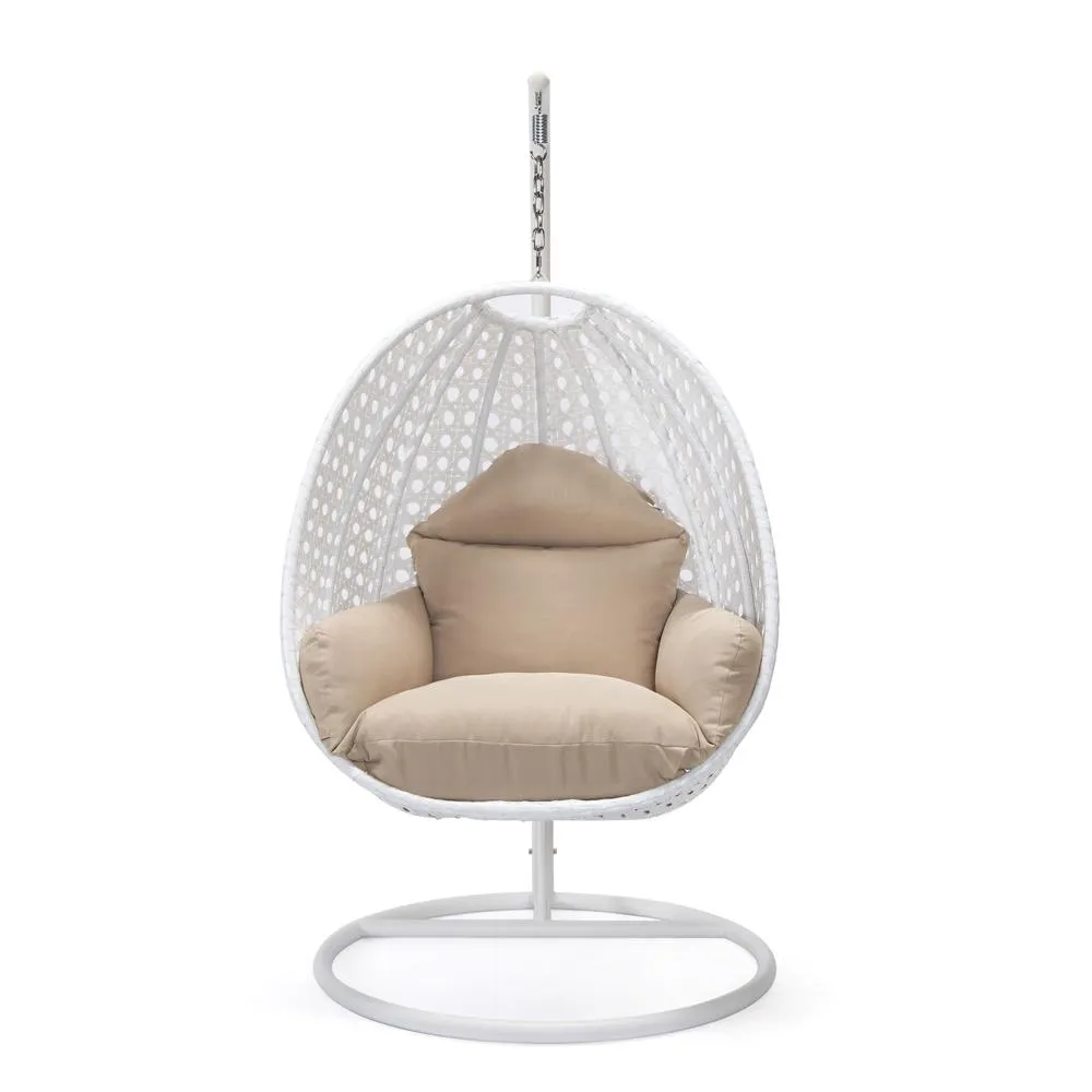 LeisureMod Wicker Hanging Egg Swing Chair, Blue