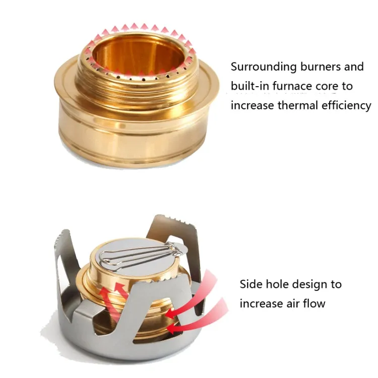 Outdoor Camping Alcohol Stove Vaporized Liquid Alcohol Atove Mini Alcohol Stove Portable Creative Alcohol Stove(Gold)