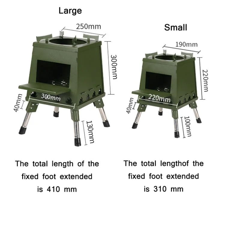 Outdoor Camping Folding Portable Barbecue Wood Stove, Size: Large (Black)