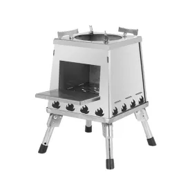 Outdoor Camping Folding Portable Barbecue Wood Stove, Size: Large (Stainless Steel)