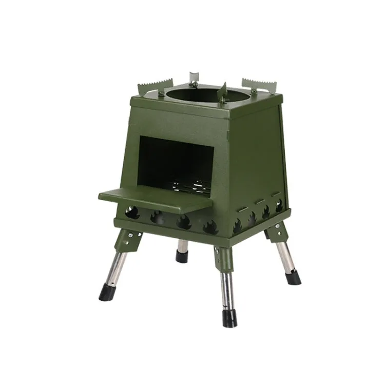 Outdoor Camping Folding Portable Barbecue Wood Stove, Size: Small (Green)