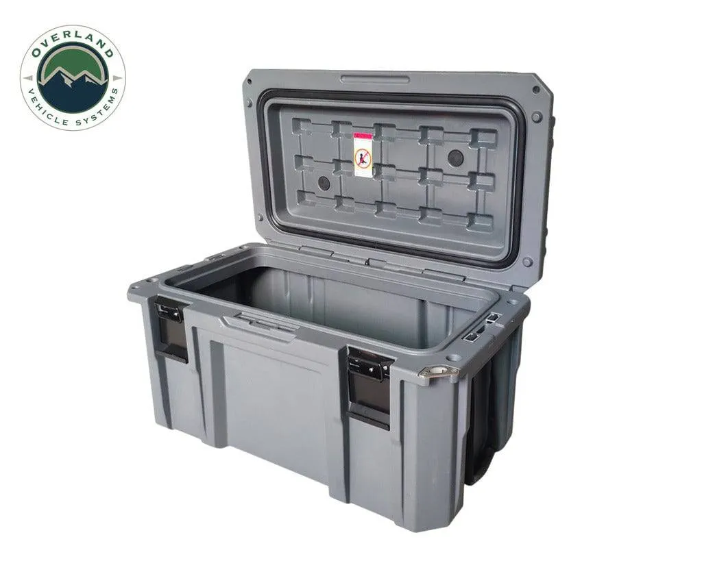 Overland Vehicle Systems D.B.S.  - Dark Grey 95 QT Dry Box with Wheels, Drain, and Bottle Opener | Universal