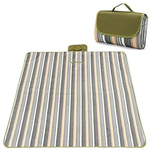 Picnic and Outdoor Extra Large Blanket For Outdoor Water-Resistant Handy Mat Tote Spring Summer Striped for the Beach,Camping on Grass Waterproof Sandproof (78&#39;&#39; x 57&#39;&#39;, Green Plaid)