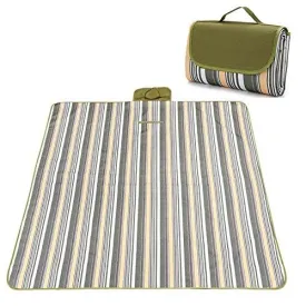 Picnic and Outdoor Extra Large Blanket For Outdoor Water-Resistant Handy Mat Tote Spring Summer Striped for the Beach,Camping on Grass Waterproof Sandproof (78&#39;&#39; x 57&#39;&#39;, Green Plaid)