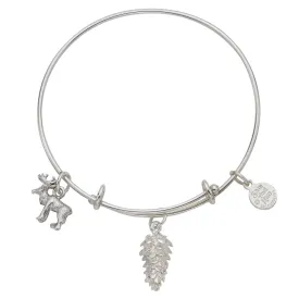 Pinecone Moose Charm Bangle Bracelet