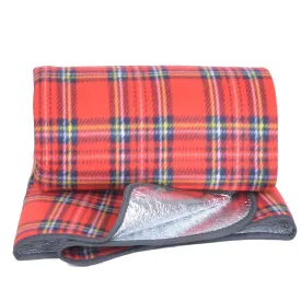 SatisInside Cozy Fleece Waterproof Picnic Blanket Camping/Beach Mat, Three-Layer, 51 By 59 In, Red Checked