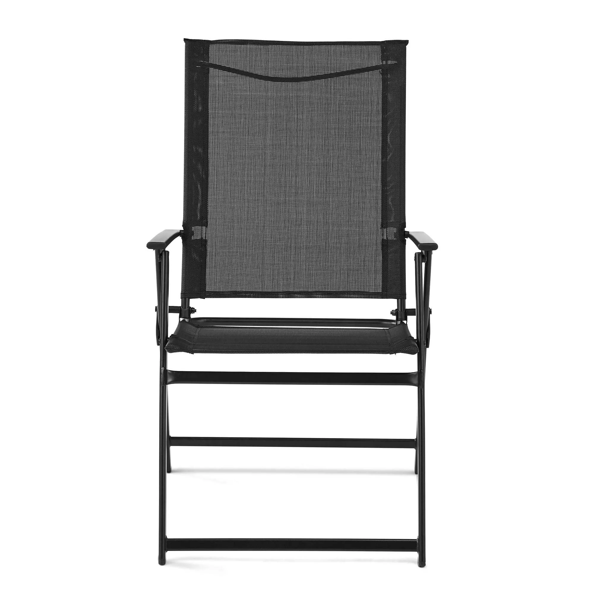 Square Set of 2 Outdoor Patio Steel Sling Folding Chair