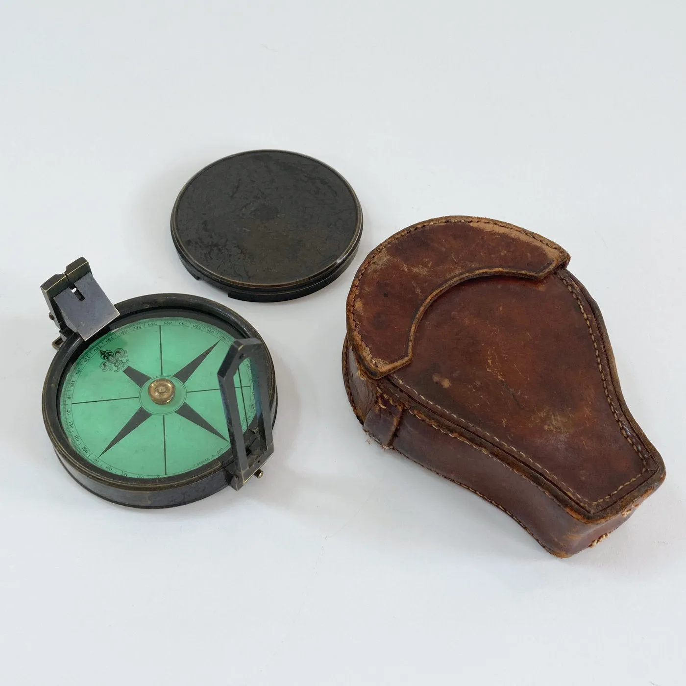 Victorian Cased Green Card Prismatic Compass by Francis Barker & Son