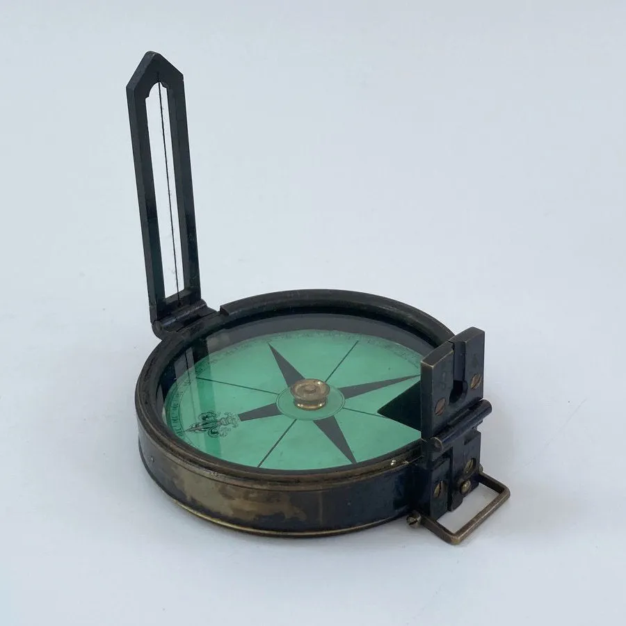 Victorian Cased Green Card Prismatic Compass by Francis Barker & Son