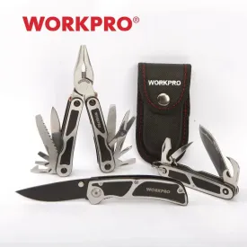 WORKPRO 3PC Camping Tool Set | Multi Pliers, Tactical Knife, and Multi-Functional Tools